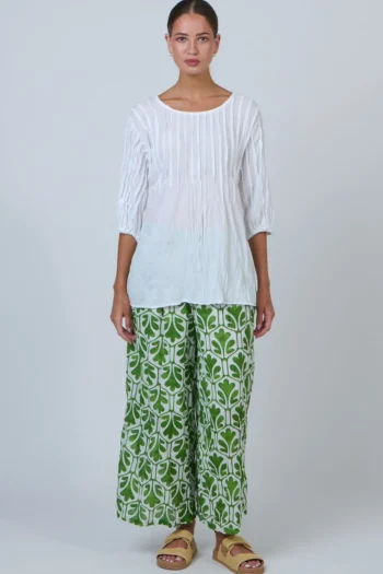 NAMASTAI Tops-1/2 SLEEVE COTTON TOP WHITE