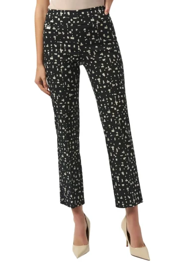 JOSEPH RIBKOFF Pants|Winter Style-ABSTRACT PRINT PULL-ON PANTS BLACK-MOONSTONE