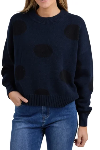 ELM Winter Style-AGGIE SPOT KNIT NAVY