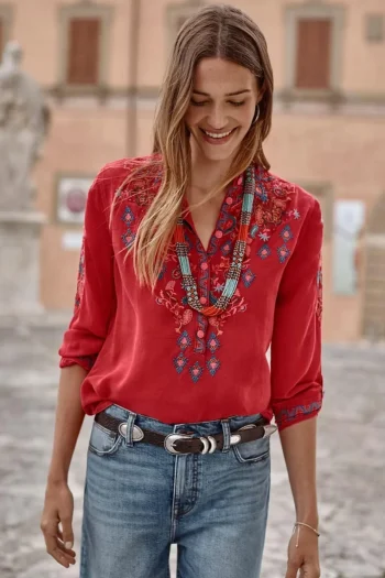 JOHNNY WAS Blouses-ALBA BLOUSE SALSA