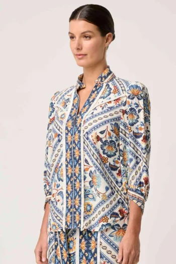 ONCE WAS Shirts-ALEXIS LINEN SHIRT PRINT