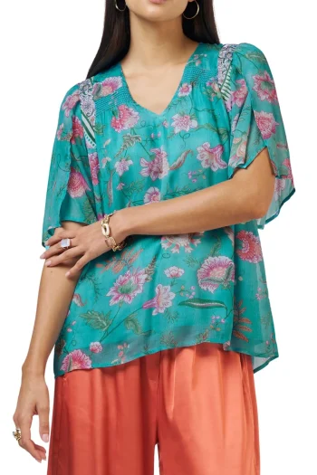 LOOBIES STORY Blouses-ANAPHORA BLOUSE AQUA