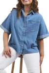 ELM Shirts-ANNIKA SS DENIM SHIRT MID-BLUE