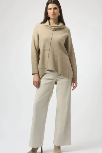 JOSEPH RIBKOFF Jumpers|Winter Style-ASYMMETRICAL KNIT OATMEAL