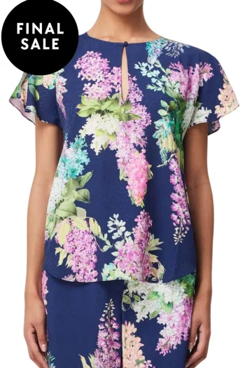 ONCE WAS Tops-AUGUSTINE WATERFALL TOP NAVY