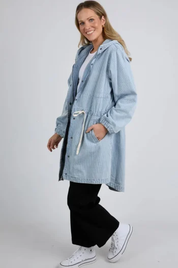 ELM Jackets|Winter Style-BENNETT DENIM PARKER BLUE-WHITE