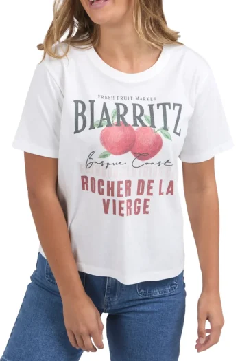 FOXWOOD T Shirts-BIARITTZ TEE VINTAGE-WHITE