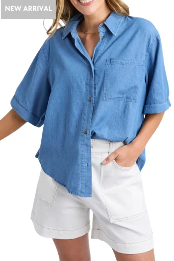 ELM Shirts-BLISSFUL CHAMBRAY SHIRT MID-BLUE