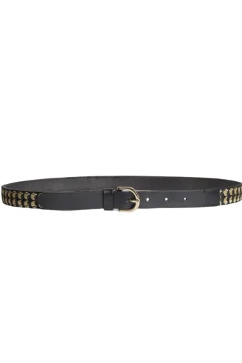 HOLLSTAR Belts-BOBBY LEATHER BELT EMBROIDERY BLACK-GOLD