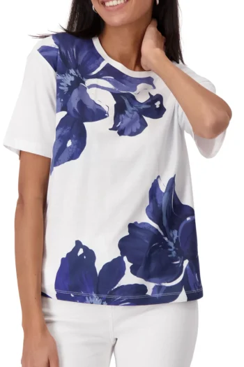 MONARI T Shirts|Tops-BOLD BLUE FLOWER TEE NAVY-BLUE