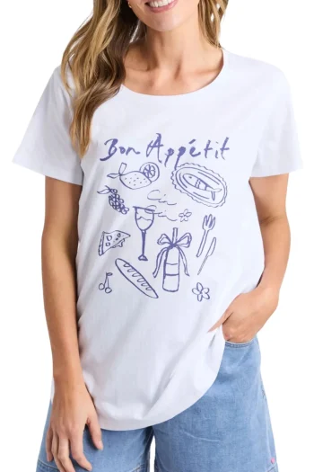ELM T Shirts-BON APPETIT TEE WHITE