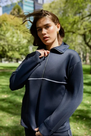 ELM Tracksuits|Track Tops-BONNIE HALF ZIP SWEAT NAVY