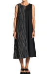 PERUZZI Dresses-BROKEN STRIPE DRESS BLACK-WHITE