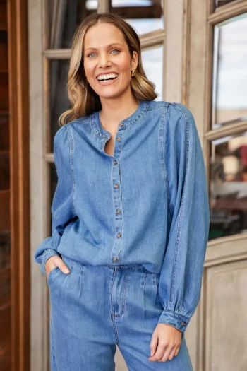 ELM Shirts-BROOKE DENIM SHIRT MID-BLUE