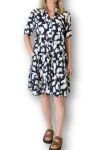 DRESS ADDICT Dresses-BUTTON THRU DRESS NAVY-WHITE