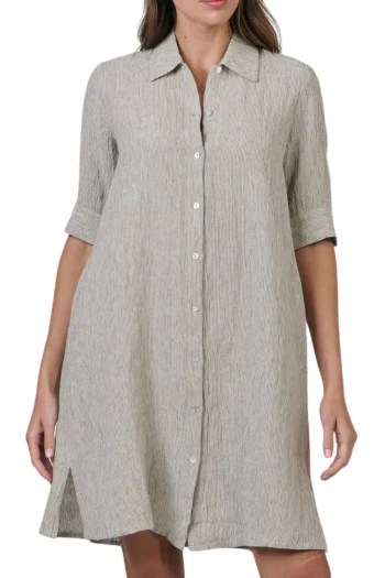 NATURALS BY O AND J Dresses-BUTTON UP DRESS NATURAL