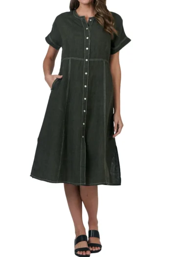 NATURALS BY O AND J Dresses|Winter Style-BUTTON UP MIDI