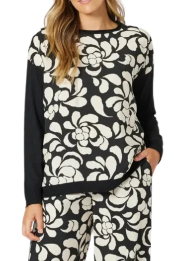 HAMMOCK AND VINE Jumpers|Winter Style-CASABLANCA KNIT BLACK-CHALK