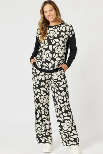 HAMMOCK AND VINE Jumpers|Winter Style-CASABLANCA KNIT BLACK-CHALK