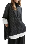 ELK Jumpers|Tops-CHEIL PONCHO BLACK-WHITE
