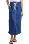 ELM Skirts-CLOVER MIDI DENIM SKIRT MID-BLUE