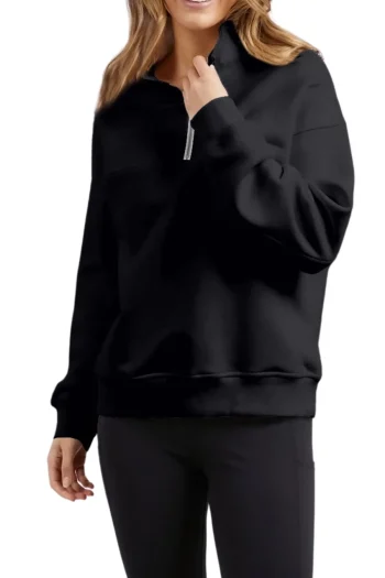 FOXWOOD Track Tops|Jumpers-COLLEGE ZIP CREW BLACK