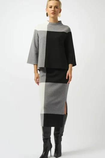 JOSEPH RIBKOFF Jumpers|Winter Style-COLOUR BLOCK PULLOVER BLACK-GREY