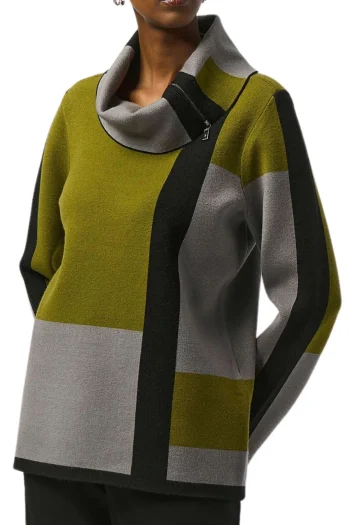 JOSEPH RIBKOFF Jumpers|Winter Style-COWL NECK KNIT ARTICHOKE-GREY