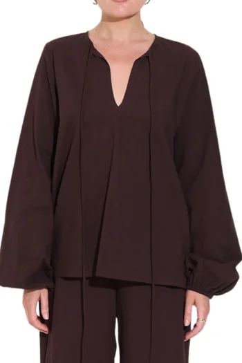 SARA FOX Tops-DAHLIA LONG SLV TOP CACAO