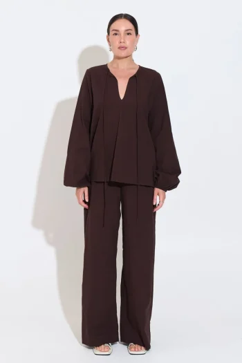 SARA FOX Tops-DAHLIA LONG SLV TOP CACAO