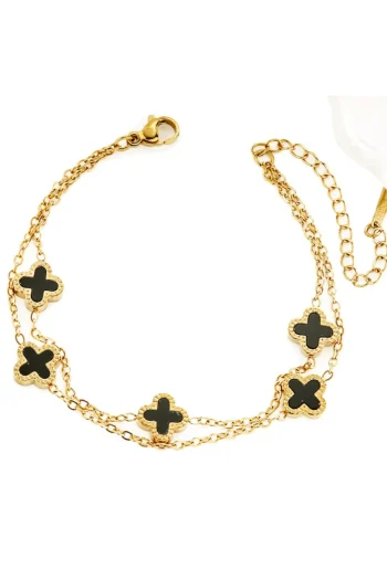 SUSAN ROSE Jewellery-DOUBLE CHAIN BRACELET BLACK-GOLD