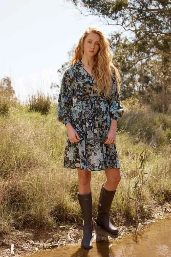 ONCE WAS Dresses|Winter Style-EMERSYN PANELLED DRESS MULTI