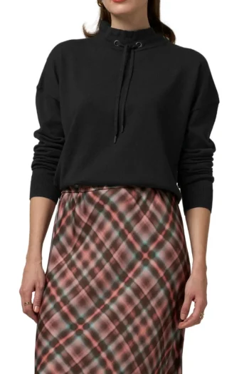 MADLY SWEETLY Jumpers|Winter Style-EVERYWEAR DRAWSTRING SWEATER BLACK