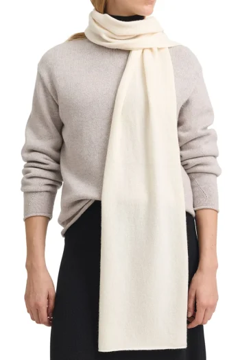 TOORALLIE Scarves-FINE WOOL SCARF IVORY
