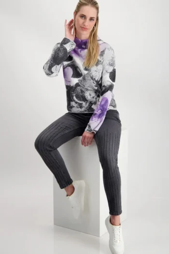 MONARI Tops|Weekend Edit-FLORAL KNIT LILAC