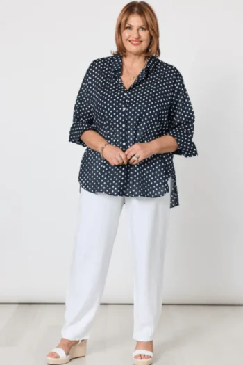 GORDON SMITH Shirts|Weekend Edit-GET SPOTTY SHIRT NAVY-WHITE