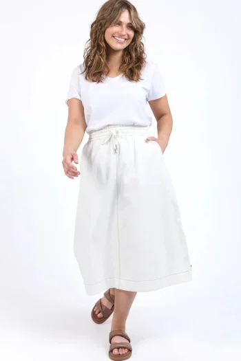 ELM Skirts-GRETA DENIM SKIRT VINTAGE-WHITE