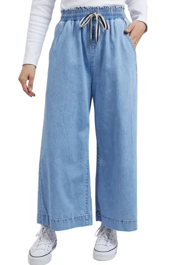 ELM Pants-GRETA WIDE LEG PANT MID-BLUE
