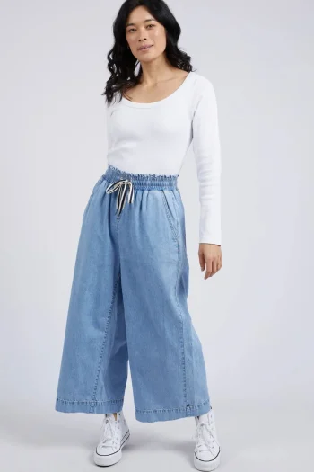 ELM Pants-GRETA WIDE LEG PANT MID-BLUE