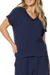 THREADZ Tops|Travel Essentials-HALEY BYRON TOP NAVY