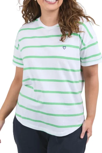 ELM T Shirts-HALLI TEE WHITE-GREEN