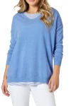THREADZ Tops-ISABELLA KNIT W/CAMI BLUE
