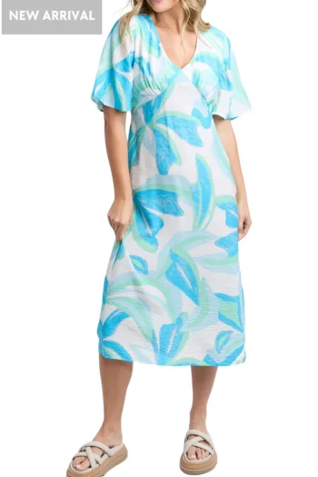 FOXWOOD Dresses-IVES MIDI DRESS AQUA