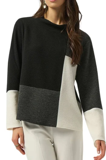 JOSEPH RIBKOFF Jumpers|Winter Style-JACQUARD KNIT BLACK-GREY