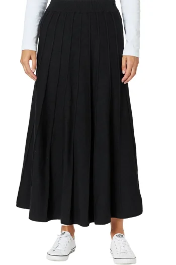 GORDON SMITH Skirts|Winter Style-KATE LONG LINE SKIRT BLACK