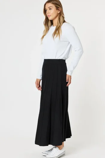 GORDON SMITH Skirts|Winter Style-KATE LONG LINE SKIRT BLACK