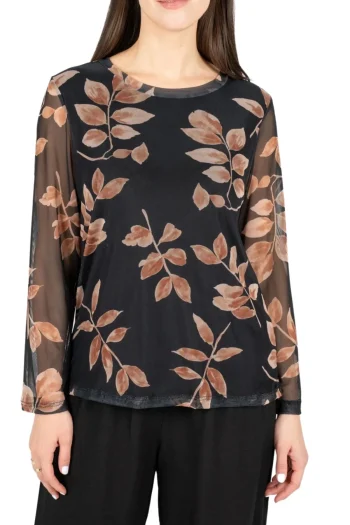 MADE IN ITALY Tops|Winter Style-KNIT BRANCH TOP BLACK