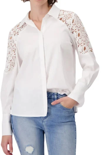 MONARI Shirts|Weekend Edit-LACE SHIRT WHITE