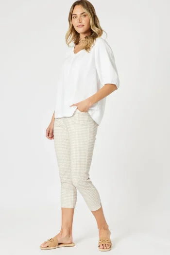 GORDON SMITH Tops-LINO V NECK TOP WHITE