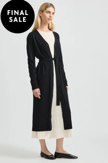 TOORALLIE Cardigans-LONG V CARDIGAN BLACK